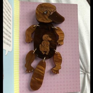 SBR Storybook Rabbit Platypus Mom and Baby brooch